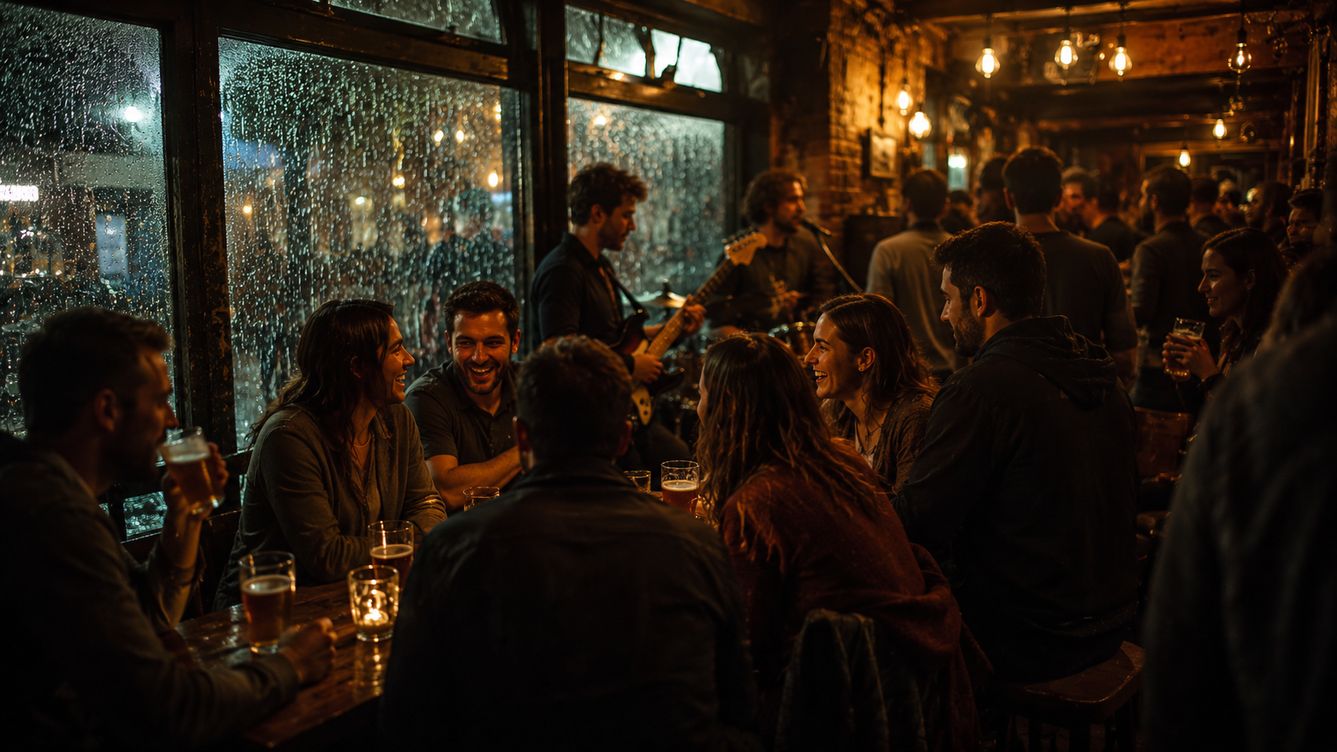 Quand la pluie a stoppé le show dehors, mais pas la fête à l’intérieur du pub